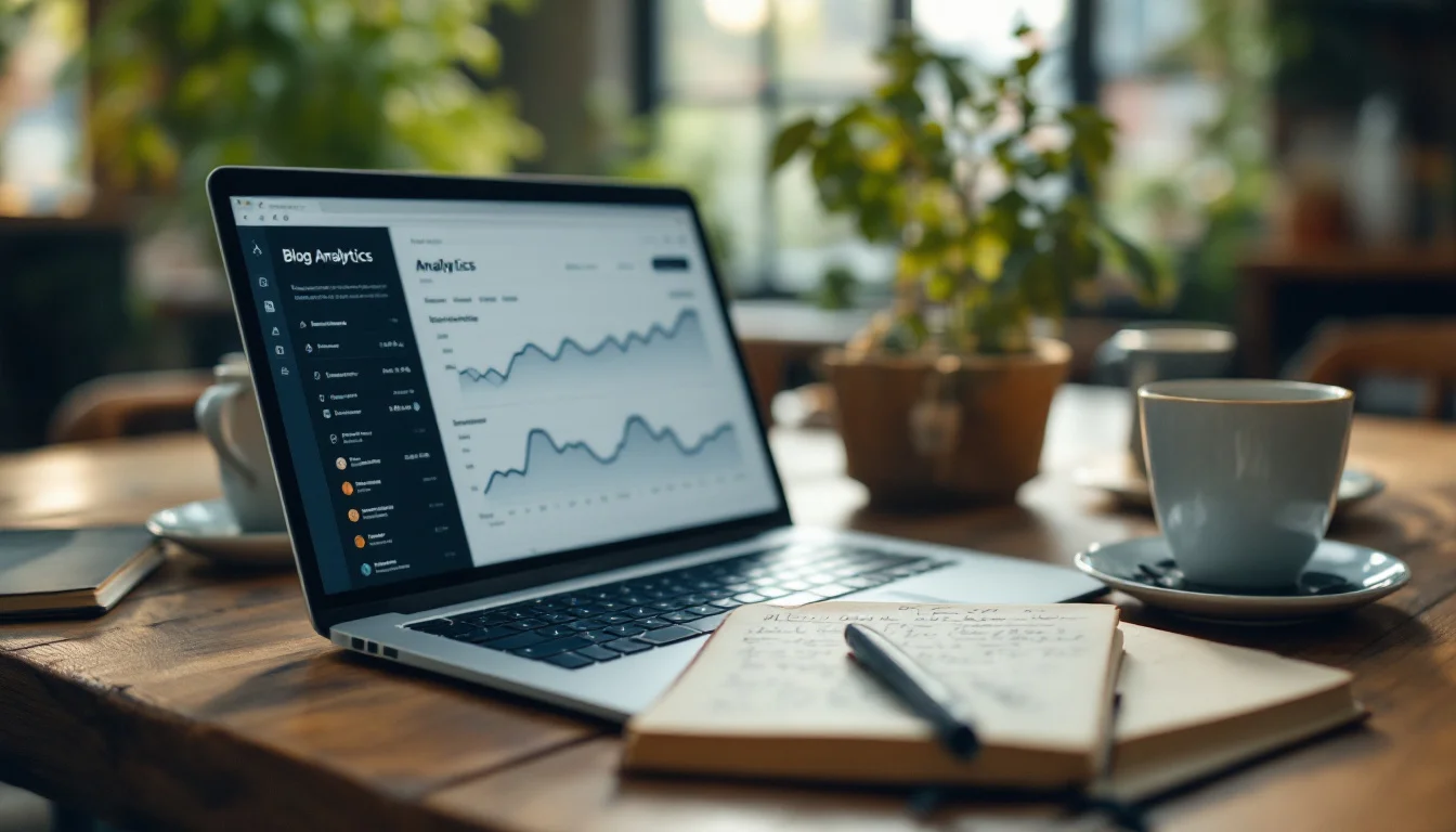 Blogging For Business Does It Still Work 2026 — Modern UK office scene with two professionals analysing blog analytics on a lapt Blogging For Business Does It Still Work 2026 — Modern UK office scene with two professionals analysing blog analytics on a lapt