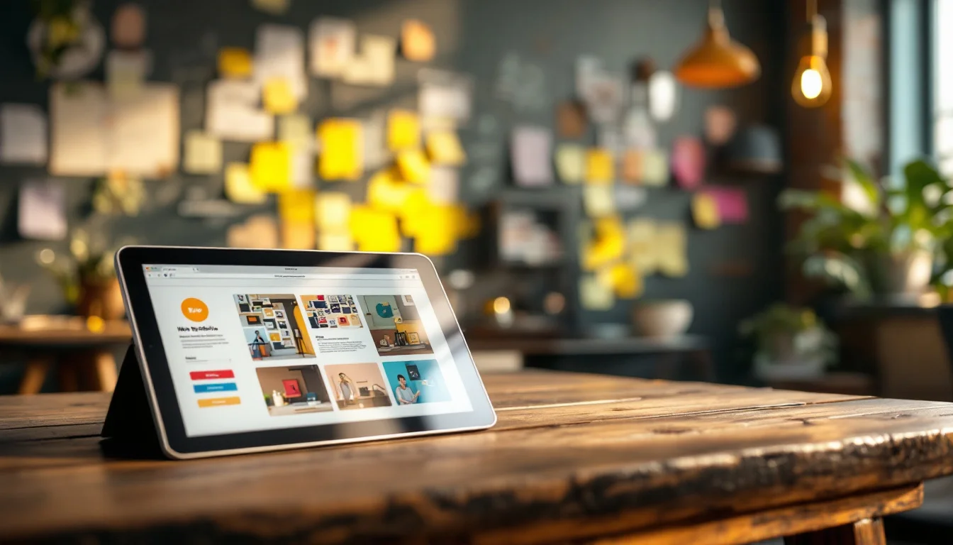 How To Choose A Web Designer UK — UK web designer showing a diverse website portfolio on a tablet to a business ow How To Choose A Web Designer UK — UK web designer showing a diverse website portfolio on a tablet to a business ow