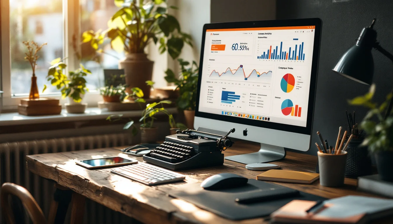 Marketing Automation Tools UK Small Business — A desktop monitor and tablet displaying dashboards from top UK marketing automat Marketing Automation Tools UK Small Business — A desktop monitor and tablet displaying dashboards from top UK marketing automat